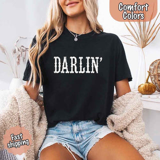 Darlin’ Comfort Colors Tee – Cute Country Girl Shirt, Western Cowgirl Style - A Roese Boutique
