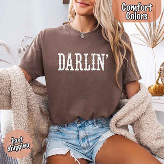 Darlin’ Comfort Colors Tee – Cute Country Girl Shirt, Western Cowgirl Style - A Roese Boutique