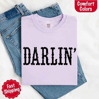 Darlin’ Comfort Colors Tee – Cute Country Girl Shirt, Western Cowgirl Style - A Roese Boutique