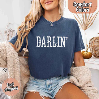 Darlin’ Comfort Colors Tee – Cute Country Girl Shirt, Western Cowgirl Style - A Roese Boutique