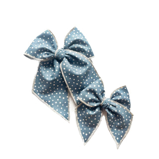 Denim Dots Elle Bow - A Roese Boutique
