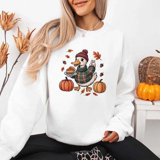 Duck Fall Sweatshirt – Cottagecore Autumn Vibes with Coffee & Pumpkins Crewneck - A Roese Boutique