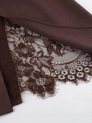 Elegant Lace-Trimmed Slit A-Line Skirt - A Roese Boutique