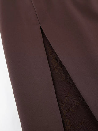 Elegant Lace-Trimmed Slit A-Line Skirt - A Roese Boutique