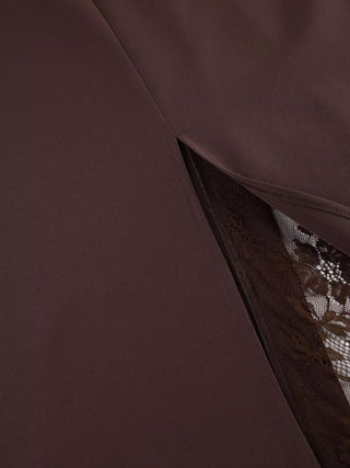 Elegant Lace-Trimmed Slit A-Line Skirt - A Roese Boutique
