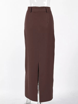 Elegant Lace-Trimmed Slit A-Line Skirt - A Roese Boutique