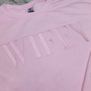 Embroidered “Wifey” Sweatshirt – Cozy Crewneck - A Roese Boutique