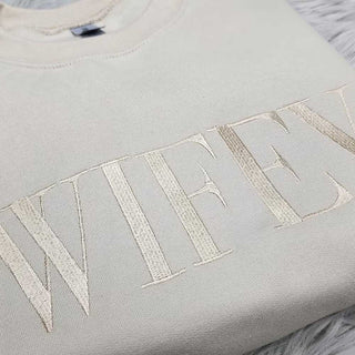 Embroidered “Wifey” Sweatshirt – Cozy Crewneck - A Roese Boutique