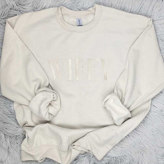 Embroidered “Wifey” Sweatshirt – Cozy Crewneck - A Roese Boutique
