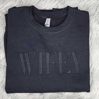 Embroidered “Wifey” Sweatshirt – Cozy Crewneck - A Roese Boutique