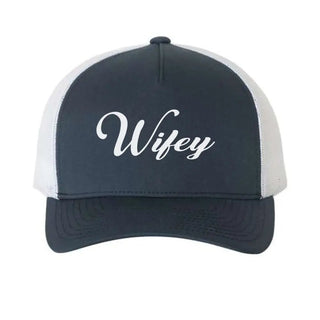 Embroidered Wifey Trucker Hat – Classic Mesh Cap for Wedding or Anniversary - A Roese Boutique