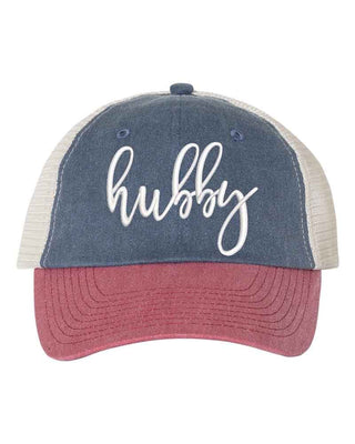 Embroidered Wifey/Hubby Pigment - Dyed Trucker Hat – Anniversary Gift Cap - A Roese Boutique