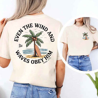 Even the Wind Obey Him Tee – Christian Graphic Shirt, Unisex Bible Verse Top - A Roese Boutique