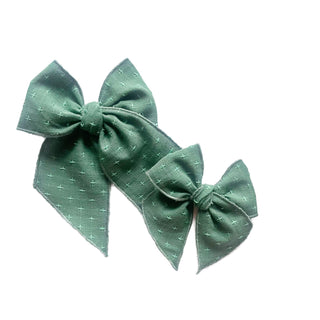 Evergreen Cross Stitched Elle Bow - A Roese Boutique