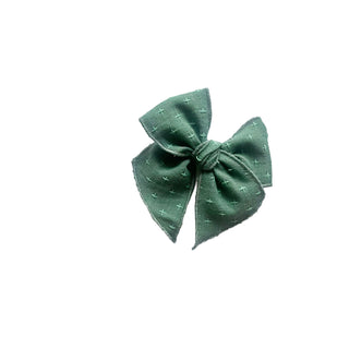 Evergreen Cross Stitched Elle Bow - A Roese Boutique