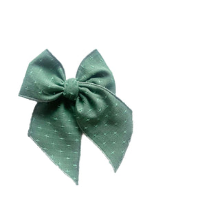 Evergreen Cross Stitched Elle Bow - A Roese Boutique