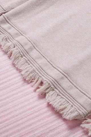 Exposed Seam Fringe Hem V - Neck Long Sleeve Sweater - A Roese Boutique