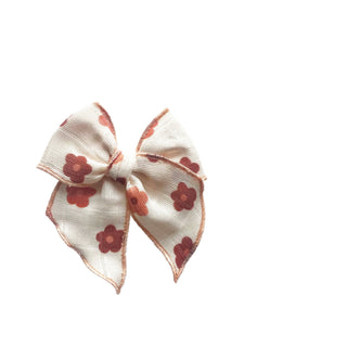 Fall Daisies on Cream Gauze Elle Bow - A Roese Boutique