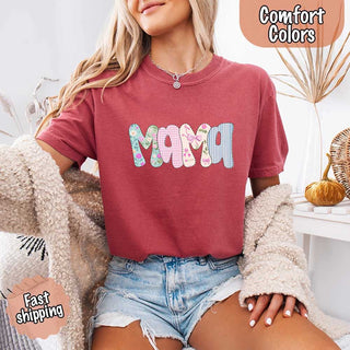 Floral Mama Comfort Colors Tee – Spring Mom Shirt or Mother’s Day Gift - A Roese Boutique