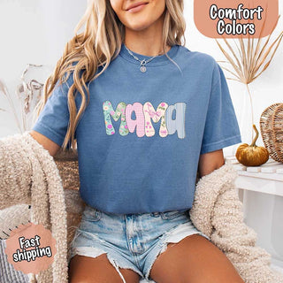 Floral Mama Comfort Colors Tee – Spring Mom Shirt or Mother’s Day Gift - A Roese Boutique