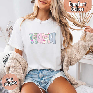 Floral Mama Comfort Colors Tee – Spring Mom Shirt or Mother’s Day Gift - A Roese Boutique