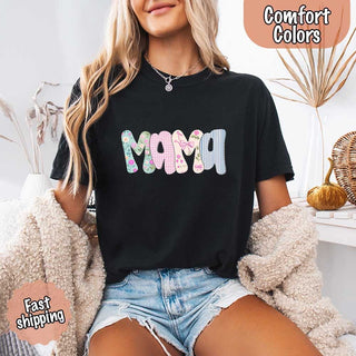 Floral Mama Comfort Colors Tee – Spring Mom Shirt or Mother’s Day Gift - A Roese Boutique