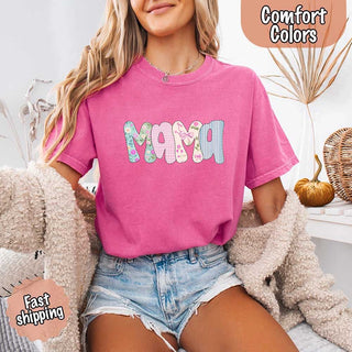 Floral Mama Comfort Colors Tee – Spring Mom Shirt or Mother’s Day Gift - A Roese Boutique