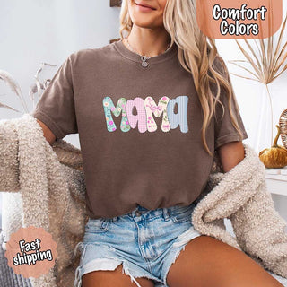 Floral Mama Comfort Colors Tee – Spring Mom Shirt or Mother’s Day Gift - A Roese Boutique
