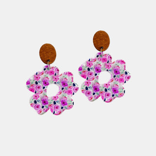 Flower Shape Acrylic Dangle Earrings - A Roese Boutique