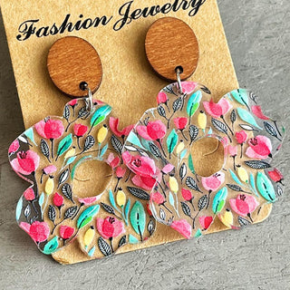 Flower Shape Acrylic Dangle Earrings - A Roese Boutique