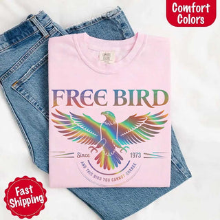 Free Bird Women’s Comfort Colors Tee – Vintage Rock Band T-Shirt with Retro Music Vibes - A Roese Boutique