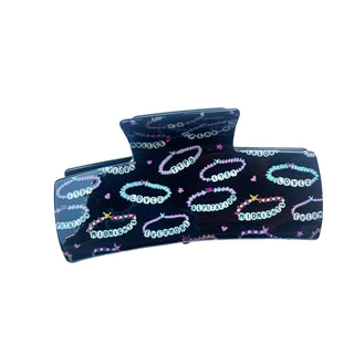 Friendship Bracelets on Black Claw Clip - A Roese Boutique