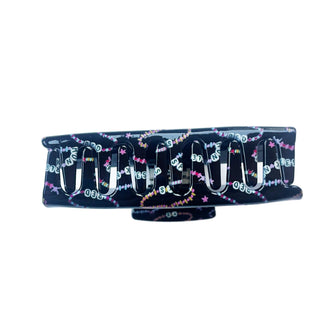 Friendship Bracelets on Black Claw Clip - A Roese Boutique