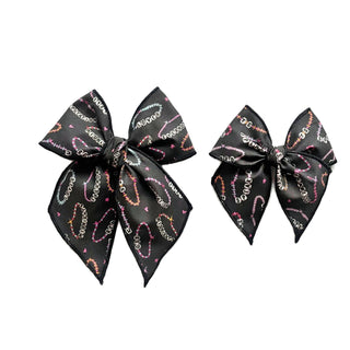 Friendship Bracelets on Black Elle Bow - A Roese Boutique