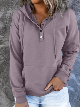 Full Size Kangaroo Pocket Drawstring Long Sleeve Hoodie Plus Size - A Roese Boutique