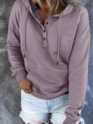 Full Size Kangaroo Pocket Drawstring Long Sleeve Hoodie Plus Size - A Roese Boutique