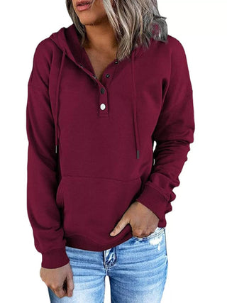Full Size Kangaroo Pocket Drawstring Long Sleeve Hoodie Plus Size - A Roese Boutique