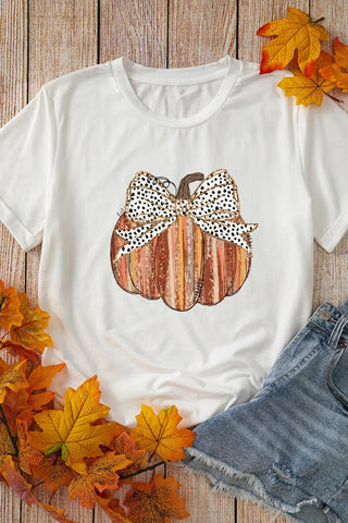 Full Size Pumpkin Round Neck Short Sleeve T-Shirt - A Roese Boutique