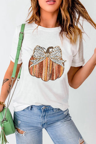 Full Size Pumpkin Round Neck Short Sleeve T-Shirt - A Roese Boutique