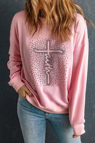 Graphic Round Neck Long Sleeve Sweatshirt - A Roese Boutique