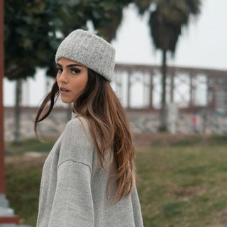 Gray Ribbed Alpaca Ear Warmer - A Roese Boutique