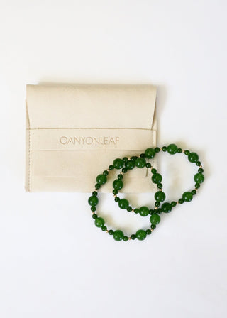 Green Jade + 14k Gold Filled || Stretch Bracelet - A Roese Boutique