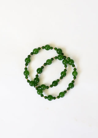 Green Jade + 14k Gold Filled || Stretch Bracelet - A Roese Boutique