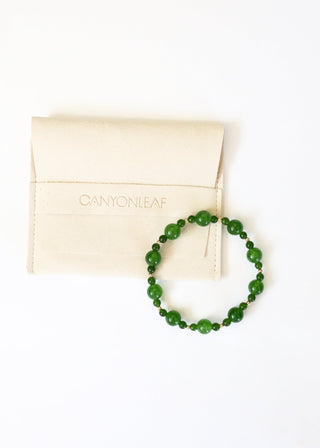 Green Jade + 14k Gold Filled || Stretch Bracelet - A Roese Boutique