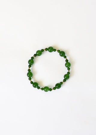 Green Jade + 14k Gold Filled || Stretch Bracelet - A Roese Boutique