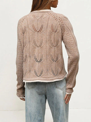 Hollow-Out Knit Button-Down Cardigan - A Roese Boutique