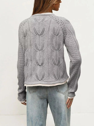 Hollow-Out Knit Button-Down Cardigan - A Roese Boutique