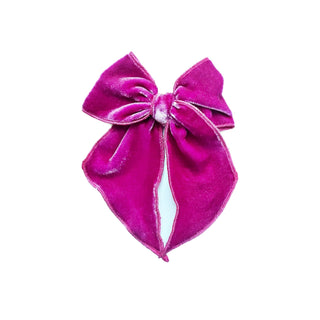 Hot Pink Hand Dyed Velvet Elle Bow - A Roese Boutique