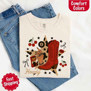 Howdy Cowgirl Star Collage Color Comfort Shirt - A Roese Boutique