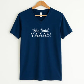 💍 I Said YAAAS Bachelorette Crew Party 🍾 Matching V - Neck T-Shirts - A Roese Boutique